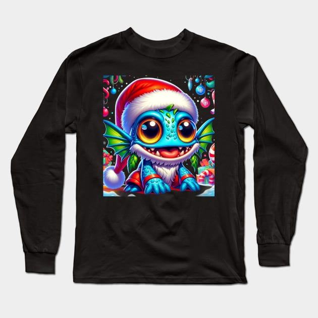 Joyful Baby Murloc in Santa Hat: Christmas Adventure Long Sleeve T-Shirt by ArtFeverShop